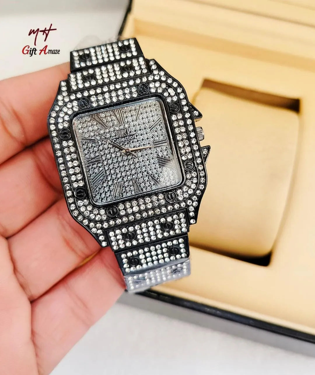 Rhinestone Chain Watch - Gold, Silver or Rose Gold, Unisex - view 4
