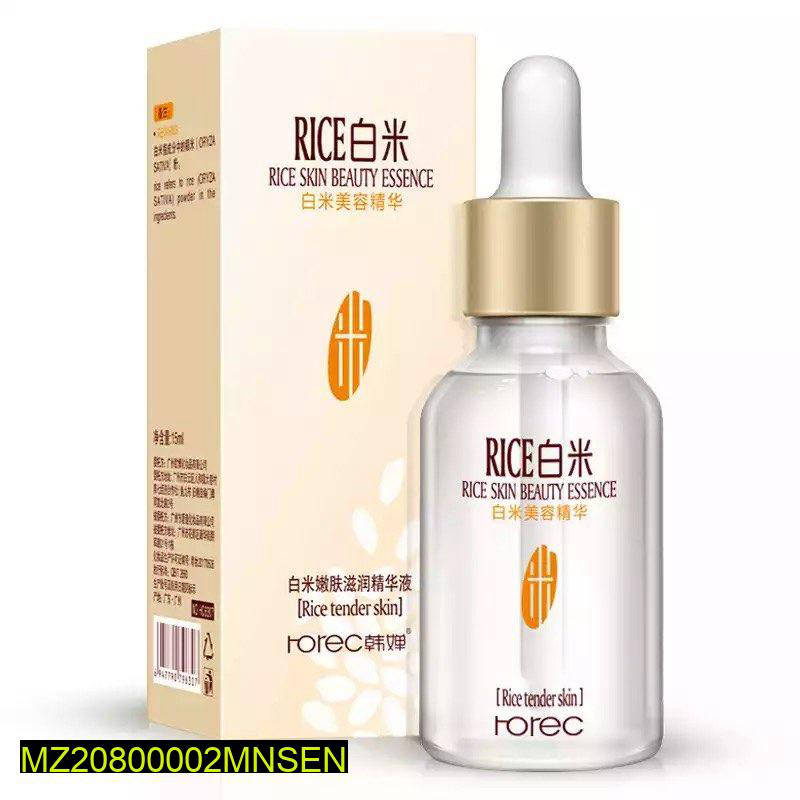 Rice Essence Serum - 15ml, Glass Bottle, Gold Dropper