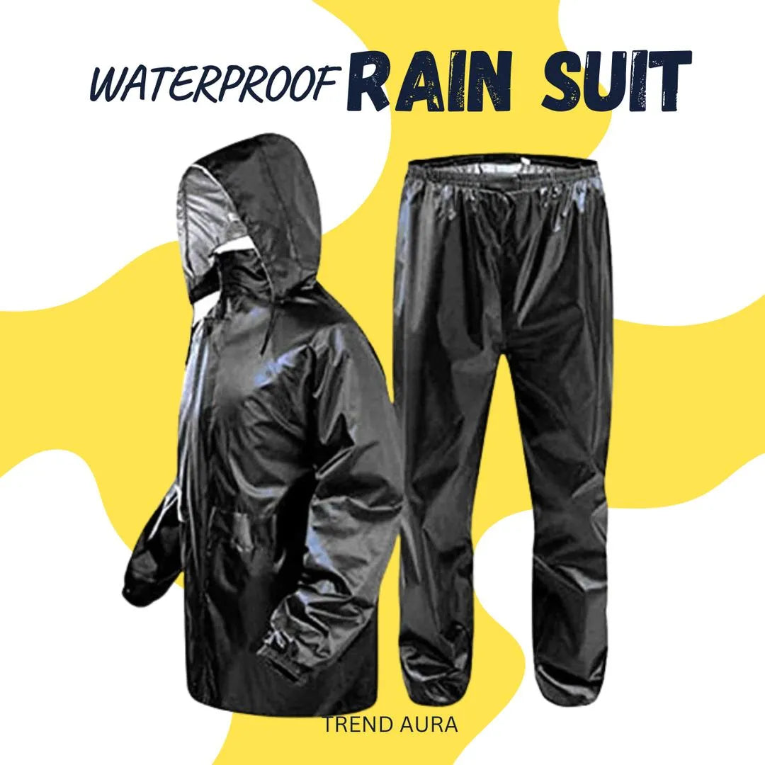Men's Waterproof Rain Suit - Black, Full Body