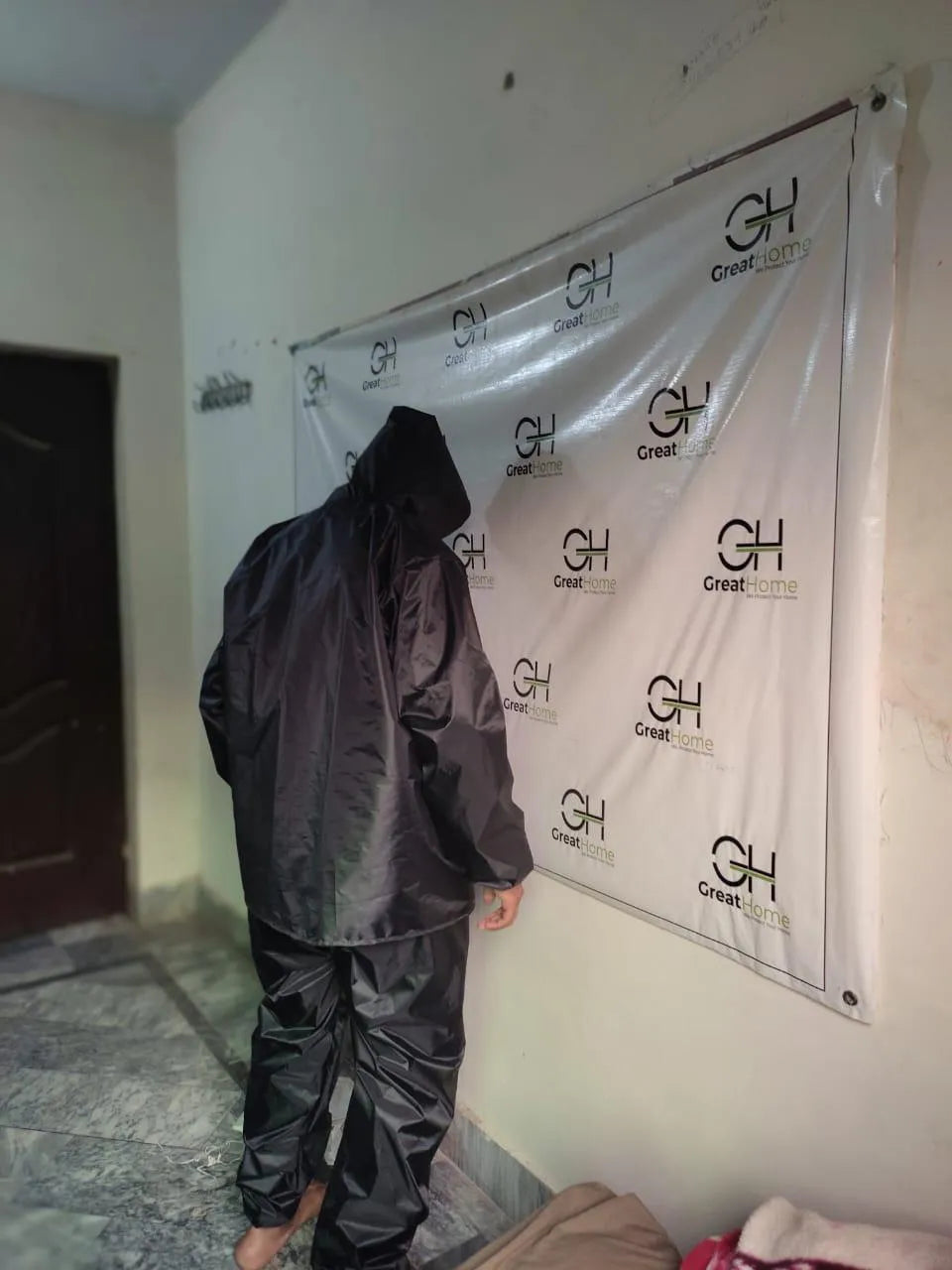 Men's Waterproof Rain Suit - Black, Full Body - view 3
