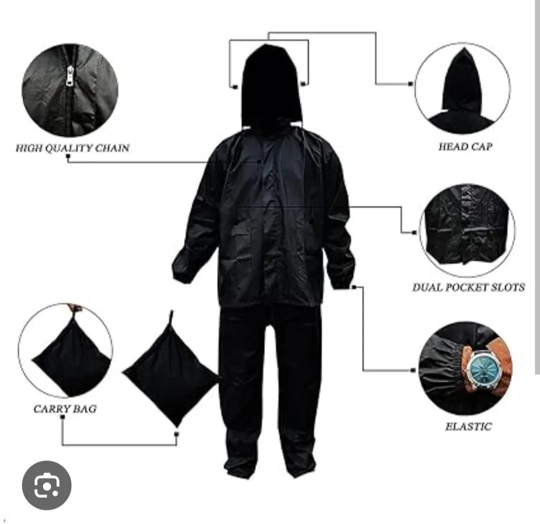 Men's Waterproof Rain Suit - Black, Full Body - view 7