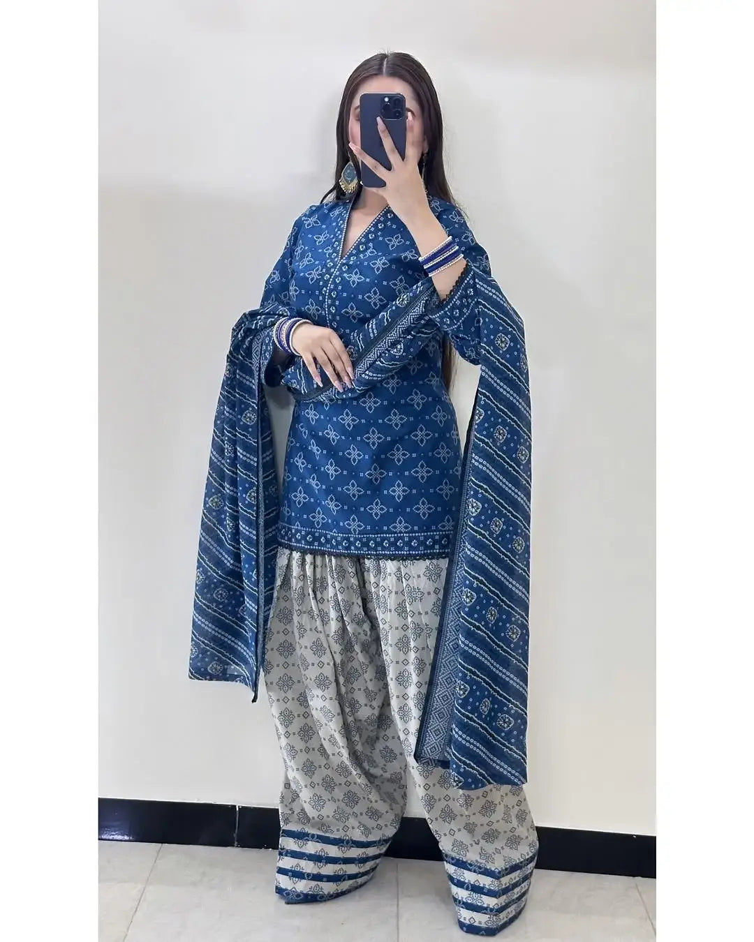 Women's Digital Print Lawn Suit - Blue, 3 Piece, Stitched