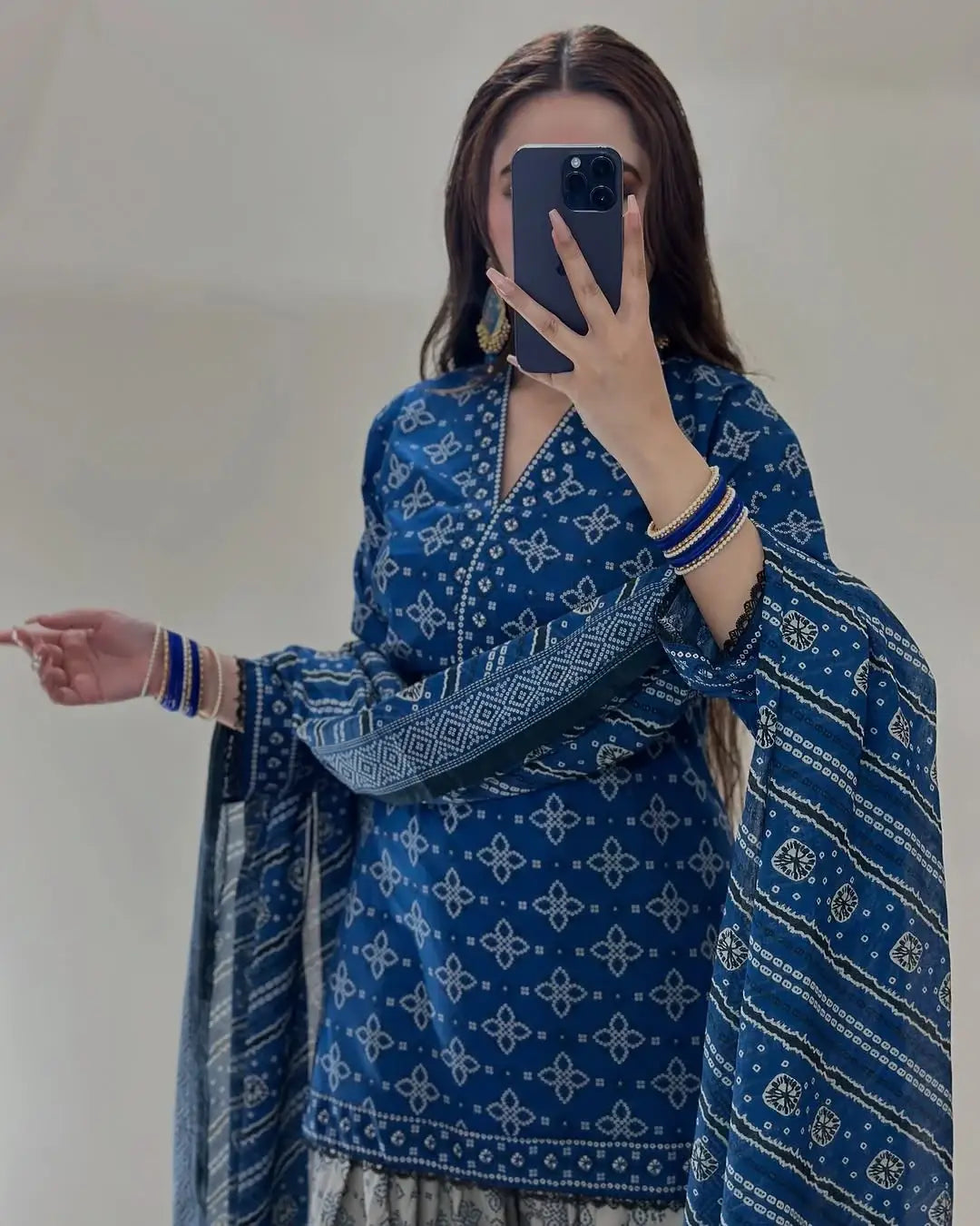 Women's Digital Print Lawn Suit - Blue, 3 Piece, Stitched