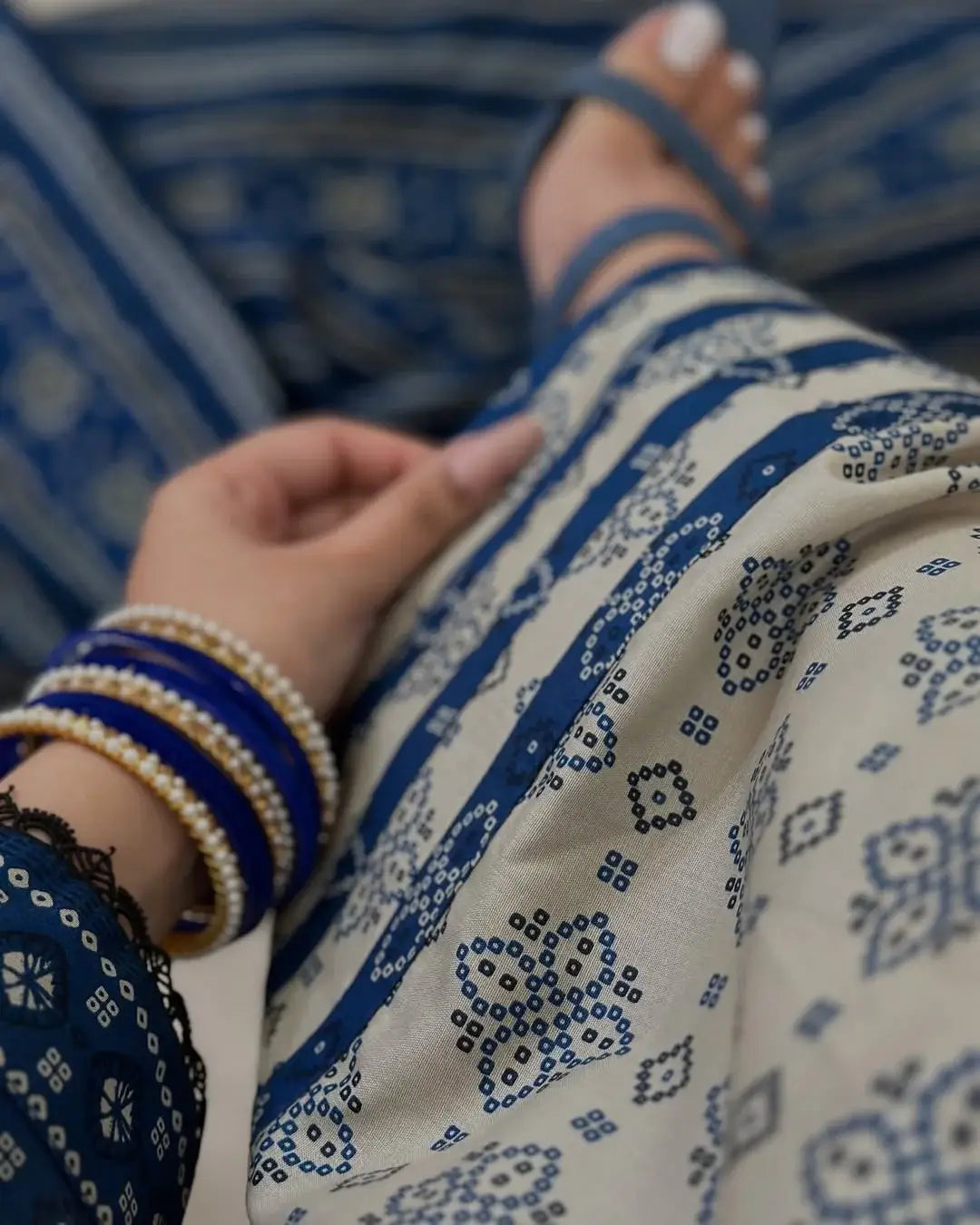 Women's Digital Print Lawn Suit - Blue, 3 Piece, Stitched