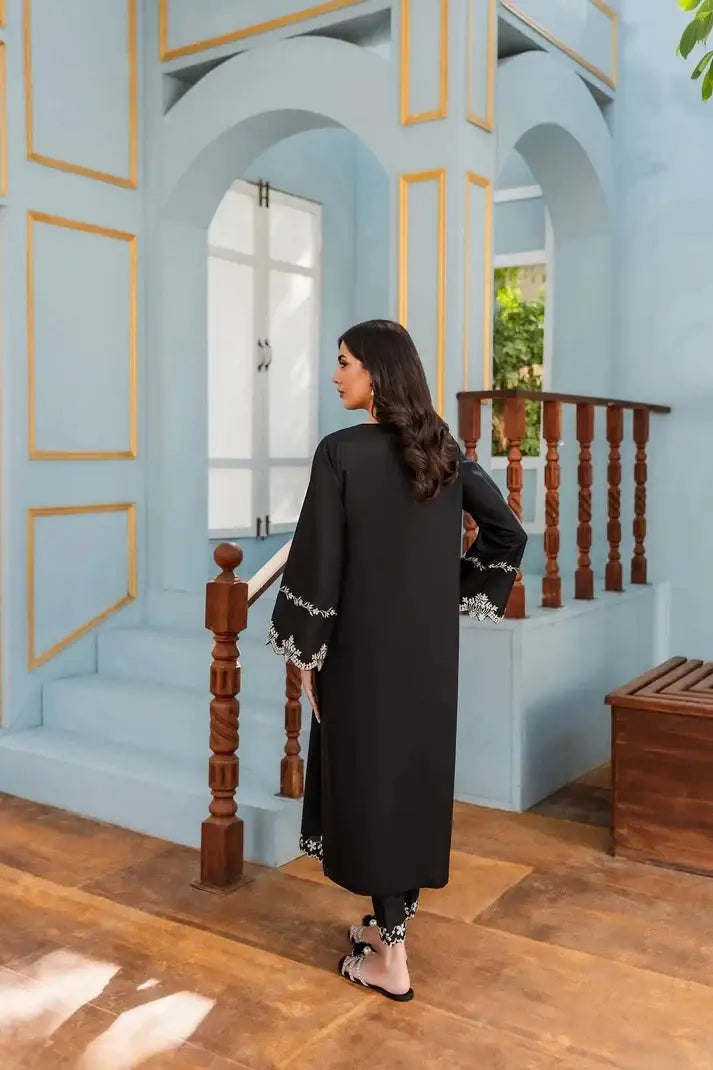 Embroidered Black Suit 3 Pcs Elegant Women's Stitched Attire