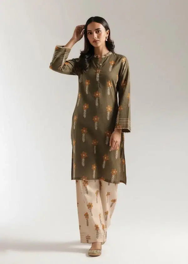 Green Printed Lawn Suit - 2-Piece Stitched - view 4