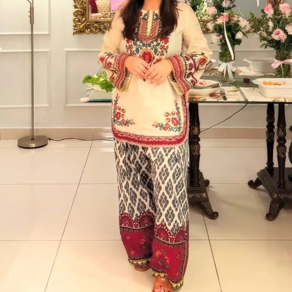 Stylish Women's Printed Shirt and Trouser Set - 2 Pcs