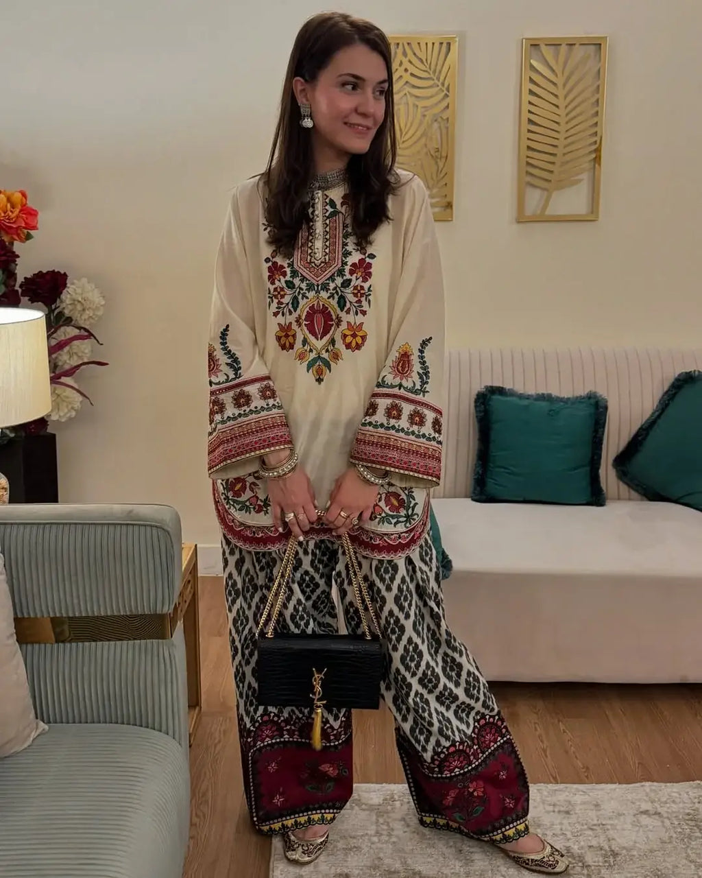 Stylish Women's Printed Shirt and Trouser Set - 2 Pcs