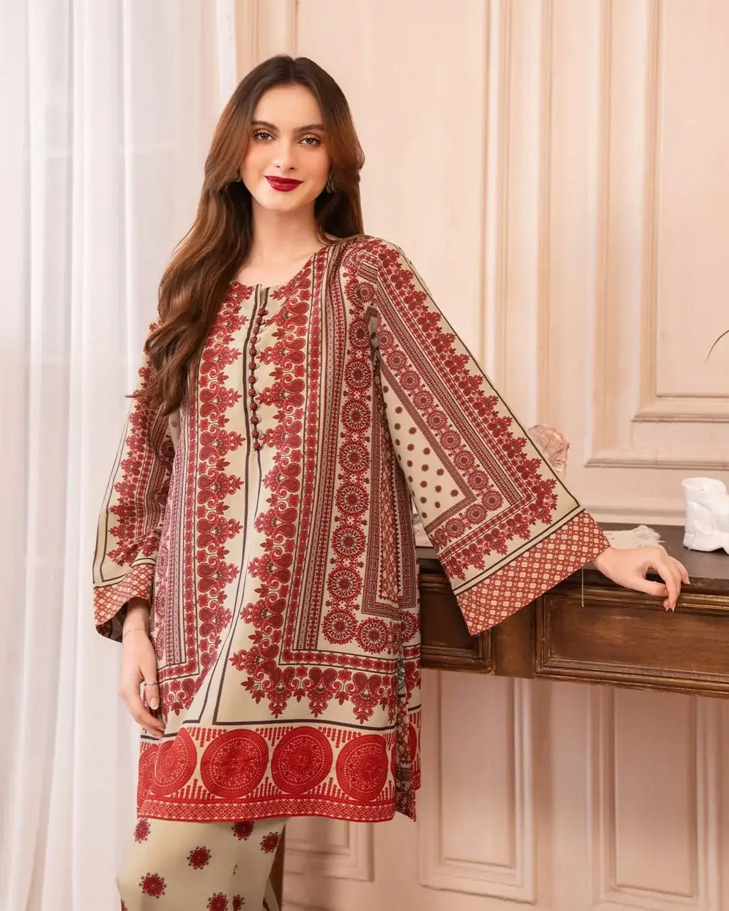 Stylish Printed Shirt and Trouser Set - 2 Pcs