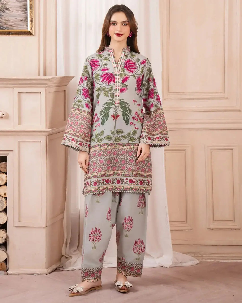 Stylish Printed Suit - 2 Pcs Shirt and Trouser for Women