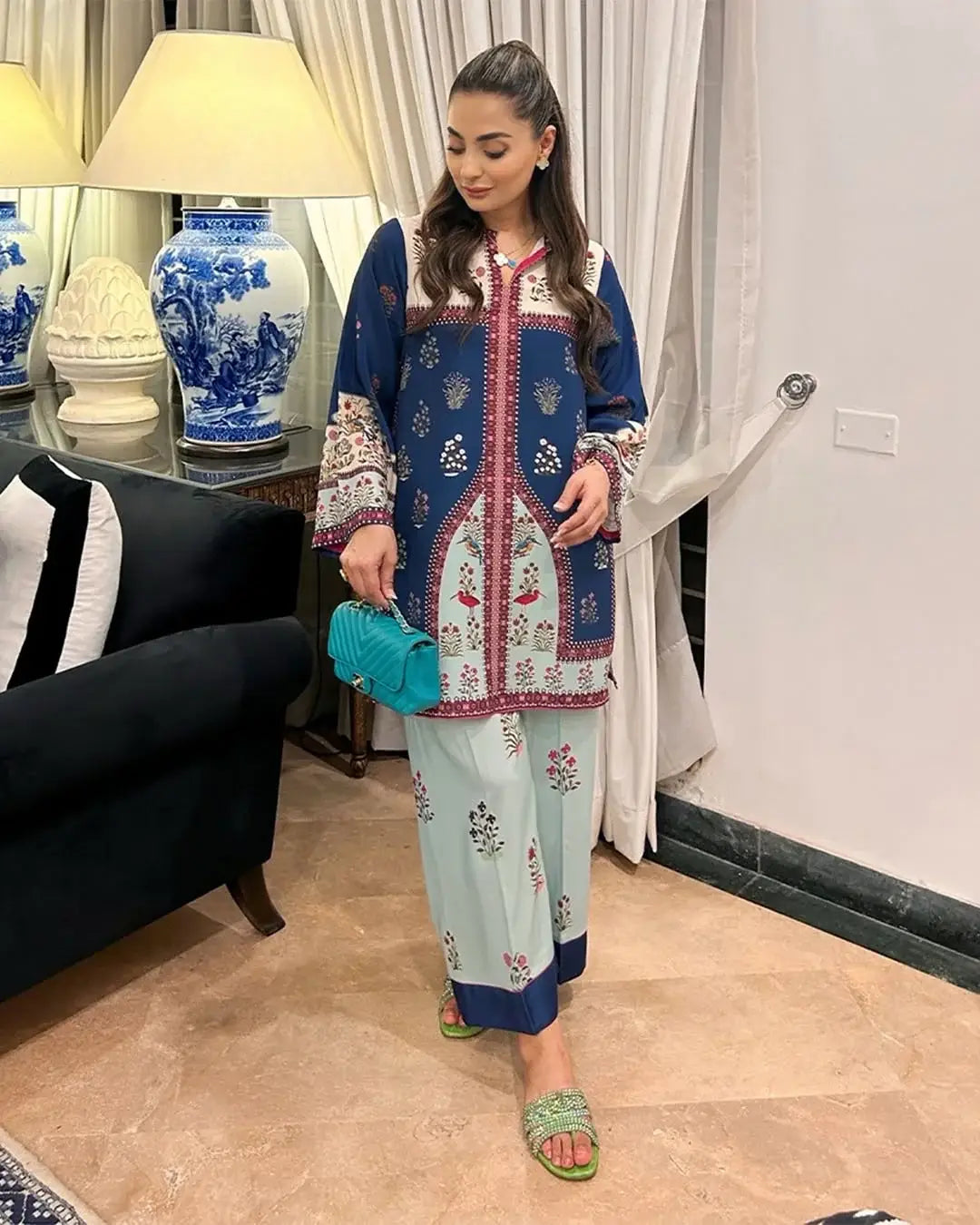Stylish Women's Stitched Printed Outfit - 2 Pcs Set