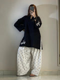 Black Embroidered Cotton Suit - 2-Piece Stitched