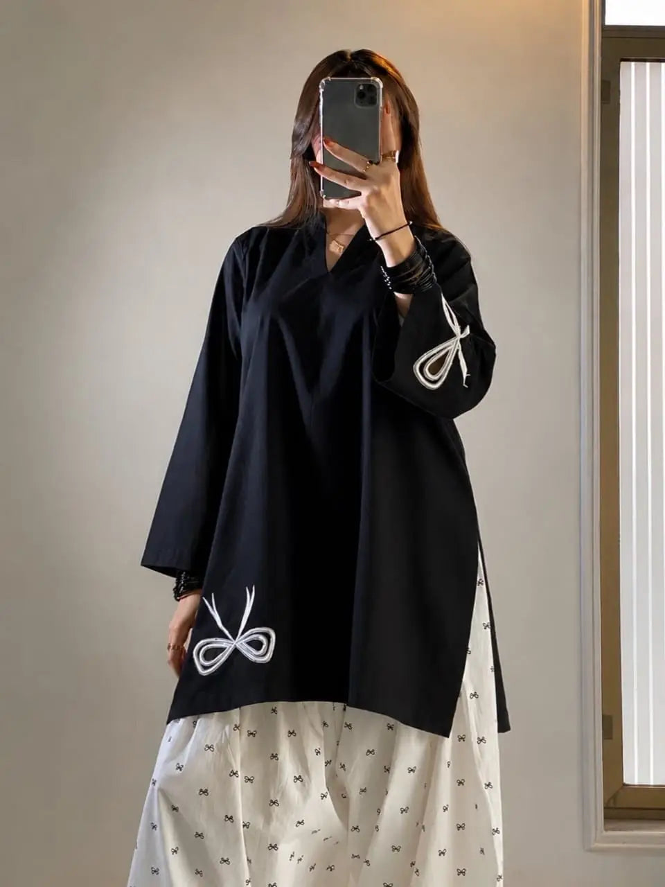 Black Embroidered Cotton Suit - 2-Piece Stitched - view 2