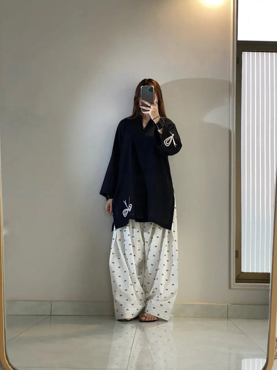 Black Embroidered Cotton Suit - 2-Piece Stitched - view 3