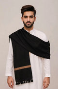 Men's Pashmina Wool Shawl - Black, 2.5 Yards
