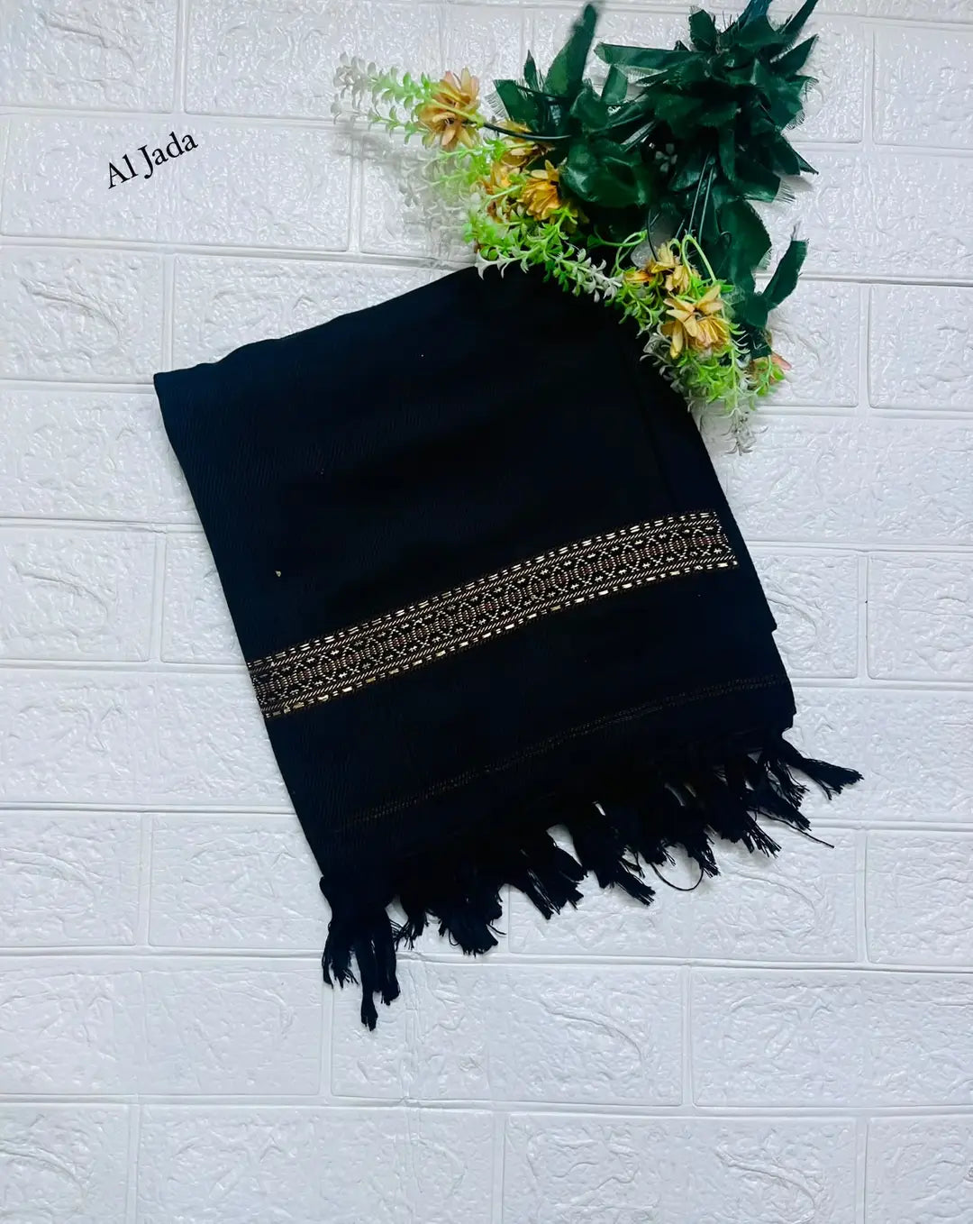 Men's Pashmina Wool Shawl - Black, 2.5 Yards