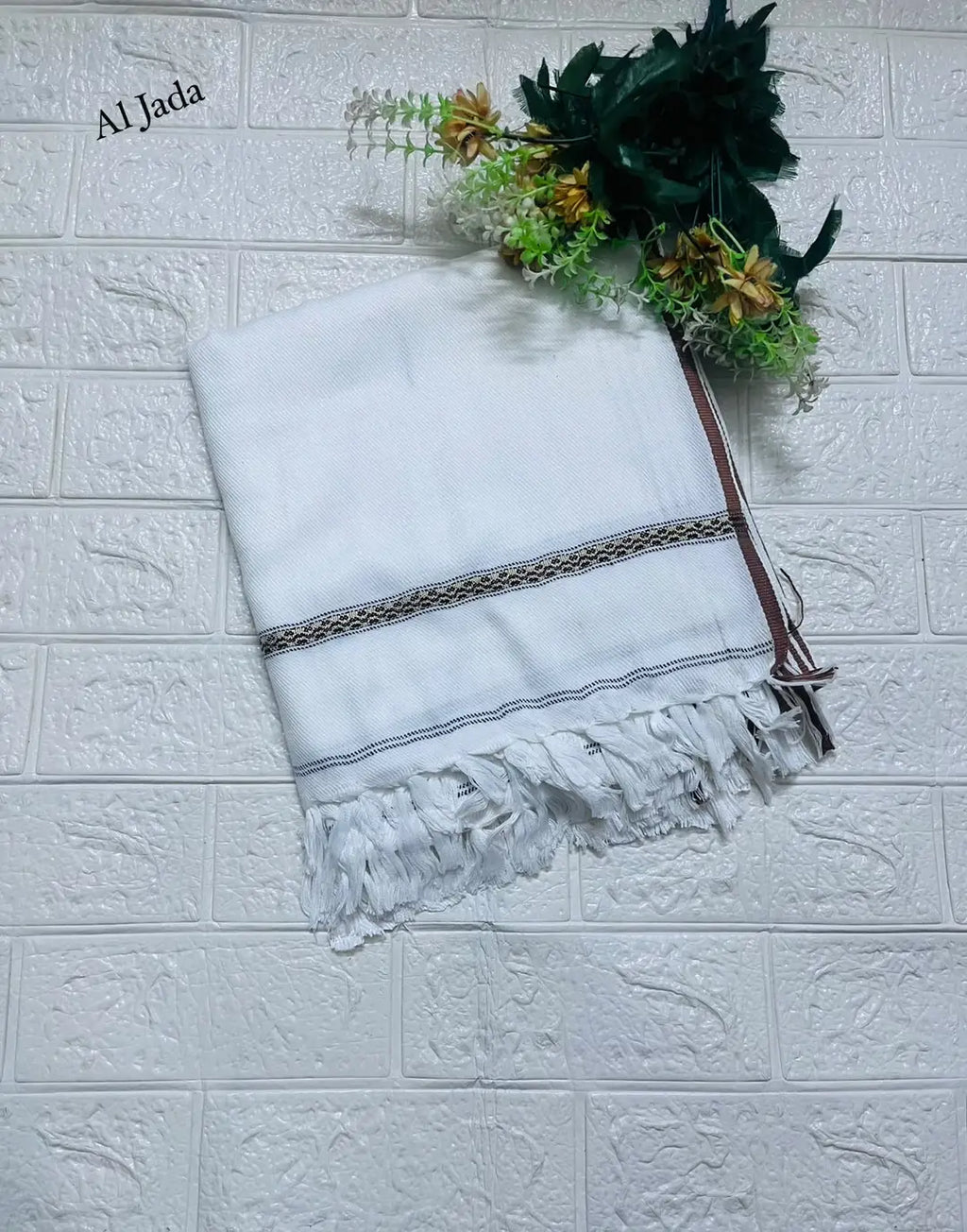 Men's Pashmina Wool Shawl - White, 2.5 Yards, Plain