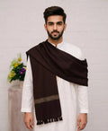 Men's Pashmina Wool Shawl - Brown, 2.5 Yards, Plain