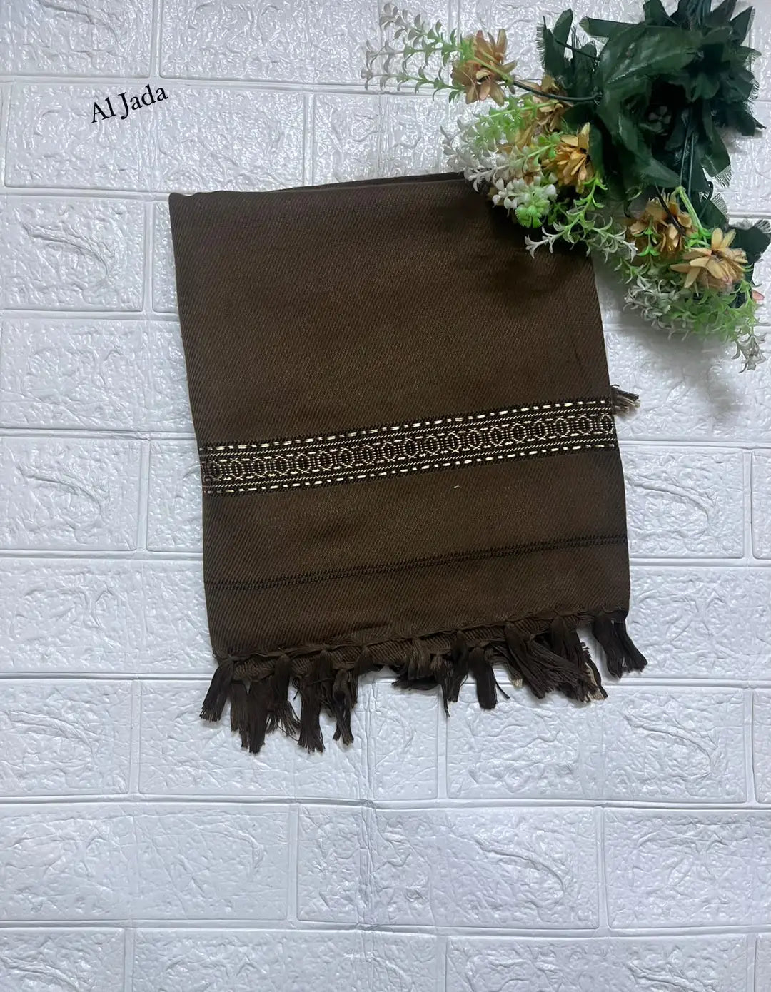 Men's Winter Pashmina Shawl - Brown, 2.5 Yards, Free Size