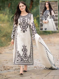Heavy Embroidered Organza Suit - Black, 3 Piece, Stitched