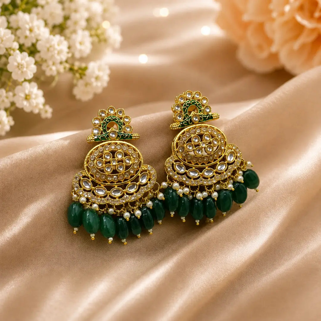 Flash Design Gold Plated Artificial Stones Earrings (Design 4)