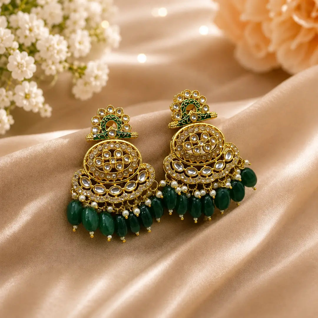 Flash Design Gold Plated Artificial Stones Earrings (Design 4)