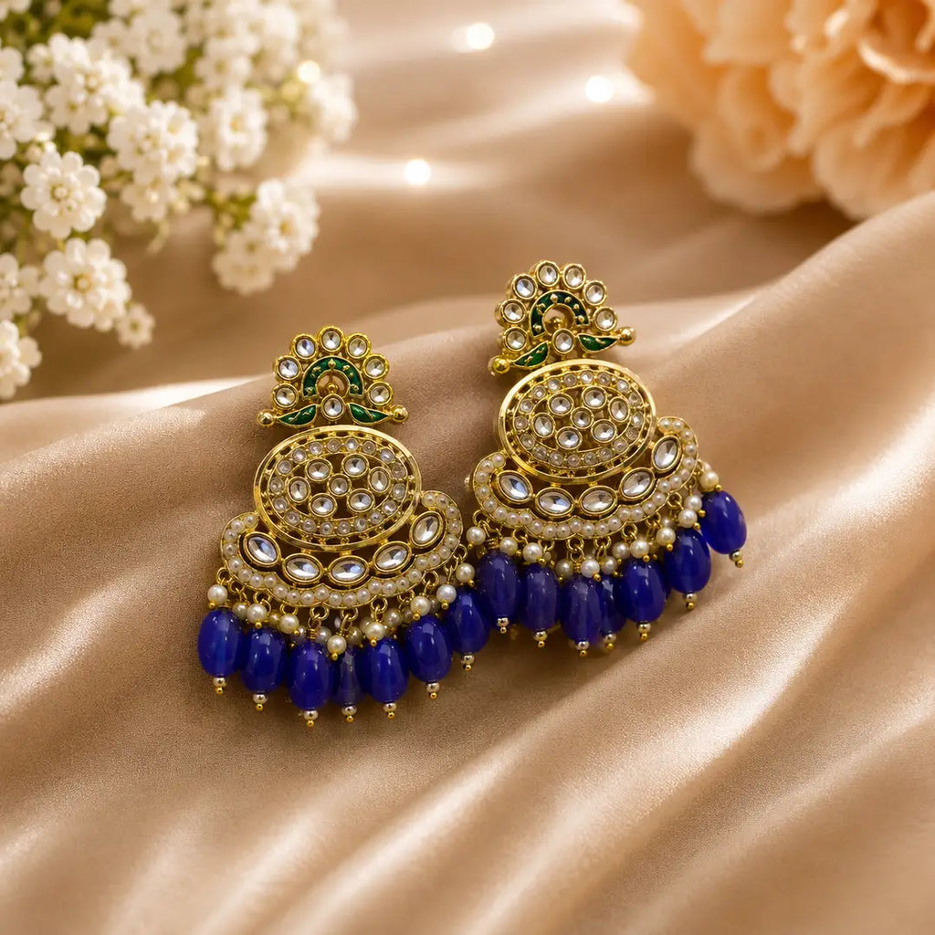 Flash Design Gold Plated Artificial Stones Earrings (Design 4) - view 2
