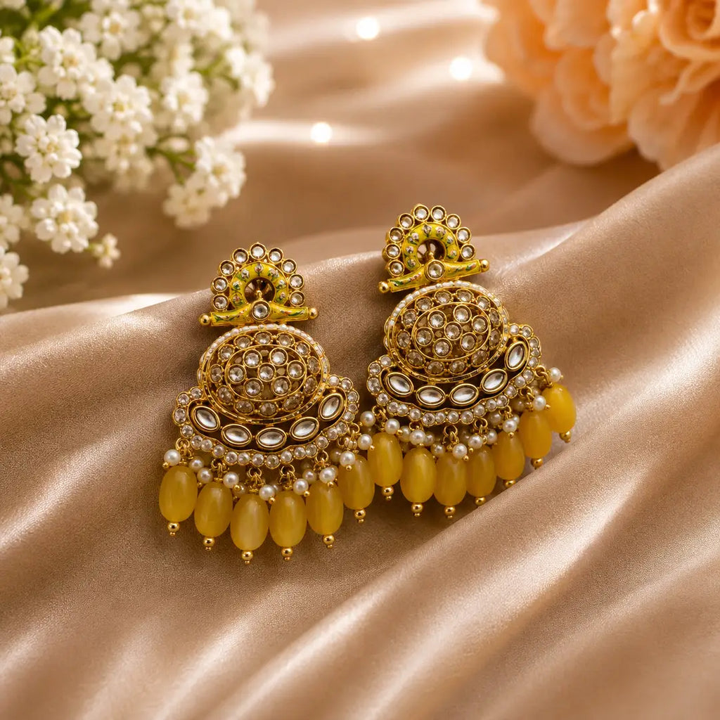 Flash Design Gold Plated Artificial Stones Earrings (Design 4) - view 3