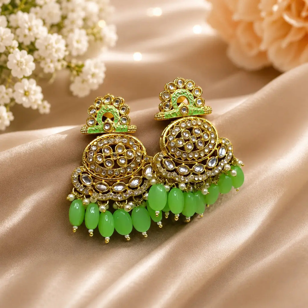 Flash Design Gold Plated Artificial Stones Earrings (Design 4) - view 4