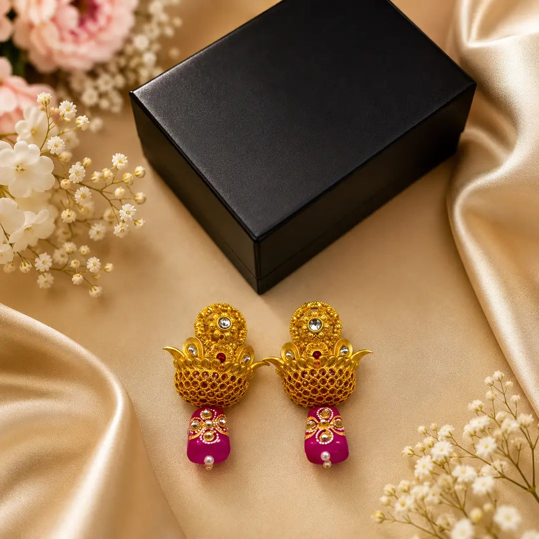 Flash Design Gold Plated Artificial Stones Earrings - view 2