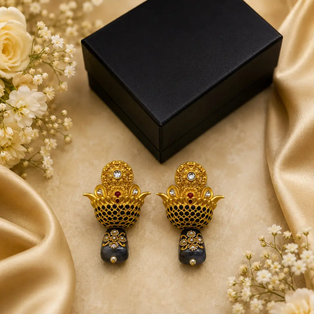 Flash Design Gold Plated Artificial Stones Earrings - view 3