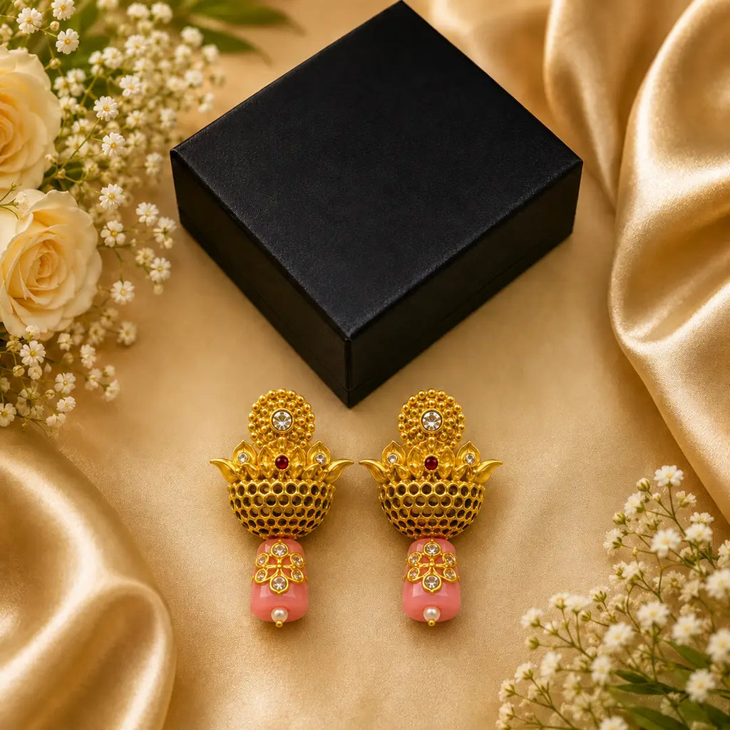 Flash Design Gold Plated Artificial Stones Earrings - view 4
