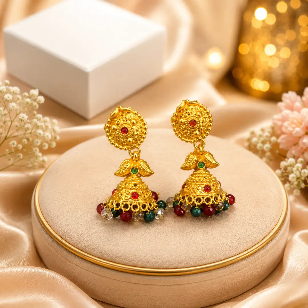 Flash Design Gold Plated Artificial Stones Jhumka - view 2