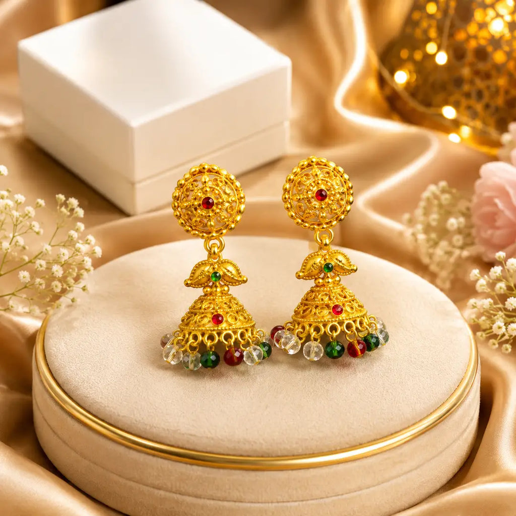Flash Design Gold Plated Artificial Stones Jhumka - view 3