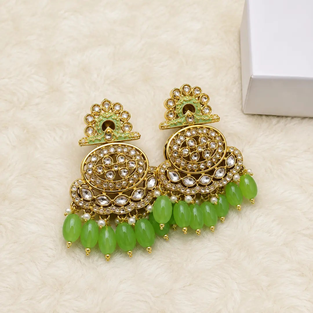 Flash Design Gold Plated Artificial Stones Earrings (Design 4) - view 5