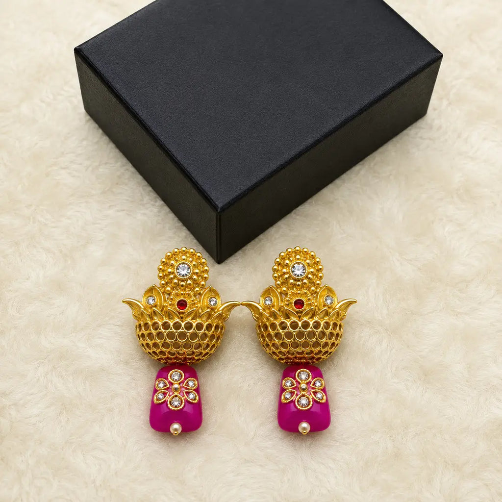 Flash Design Gold Plated Artificial Stones Earrings - view 5