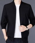 Men's Black Fleece Jacket - Collared, Plain, M to XL