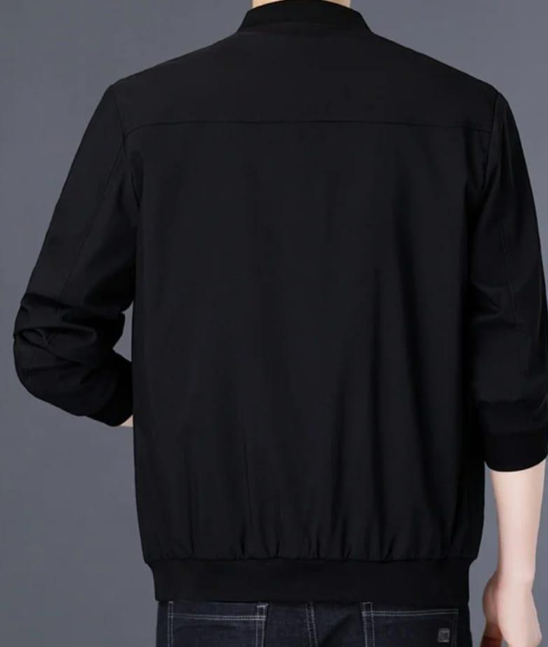 Men's Black Fleece Jacket - Collared, Plain, M to XL