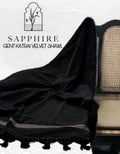 Men's Plain Velvet Shawl - Black, Standard Size