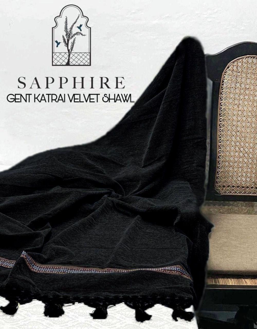 Men's Plain Velvet Shawl - Black, Standard Size