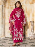 Women's Embroidered Lawn Suit - Hot Pink, 3 Piece, Stitched