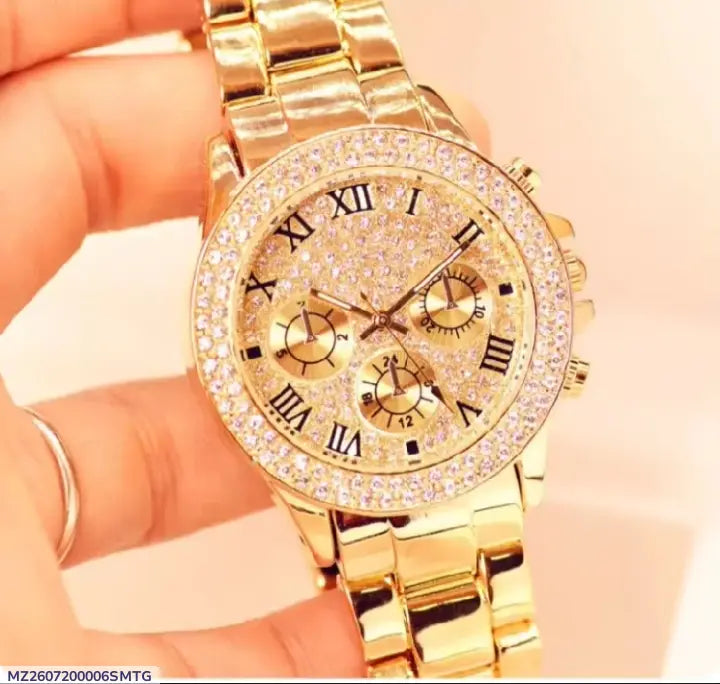 Women's Bracelet Watch - Golden Crystal, Roman Numeral Dial