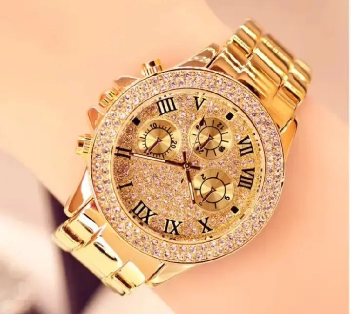 Women's Bracelet Watch - Golden Crystal, Roman Numeral Dial - view 2