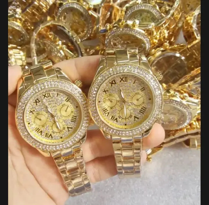 Women's Bracelet Watch - Golden Crystal, Roman Numeral Dial - view 3