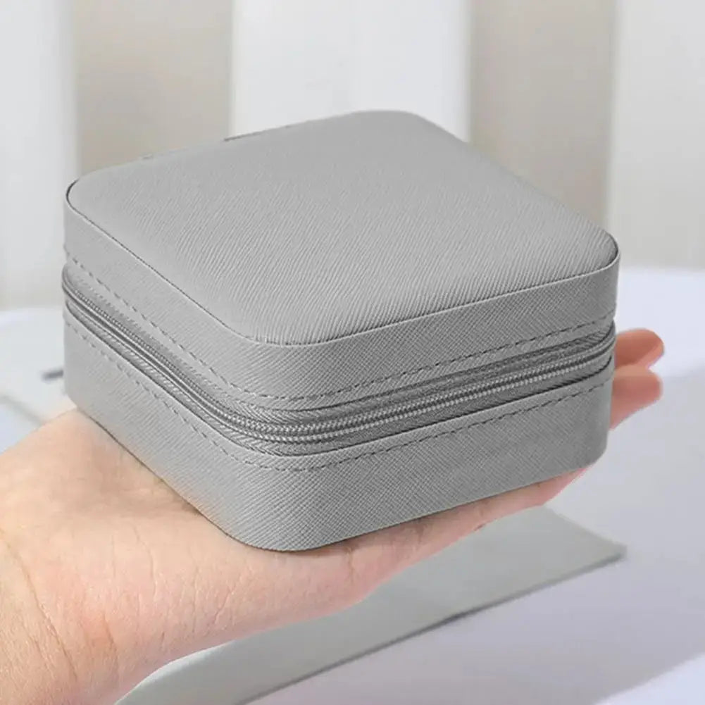 High Quality Leather Jewellery Organizer Box with Zipper | Ear Rings & Necklace_Bracelets Holder | Small Jewelry Box Vanity Hanger Stand Velvet - view 3