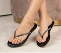 Women's Gemstone Slippers - Black, Synthetic Leather