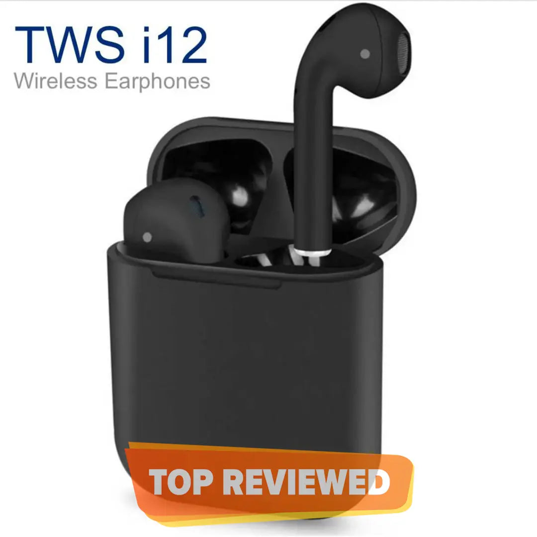 i12 TWS Wireless Earbuds | Bluetooth Earphones with Charging Case | Touch Control | HD Stereo Sound (Design 2)