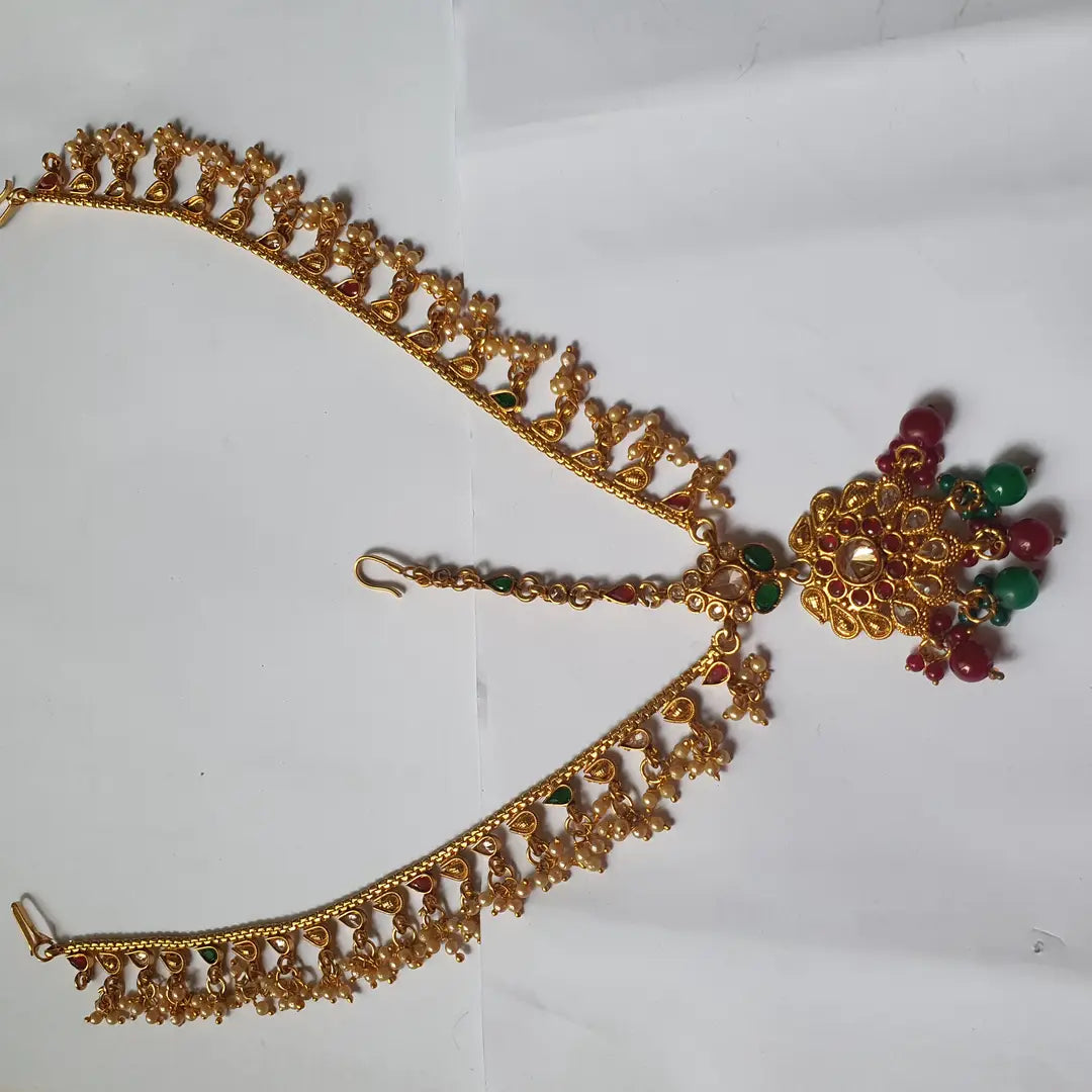 Noratan Design Gold Plated Kundan Matha Patti (Design 2)