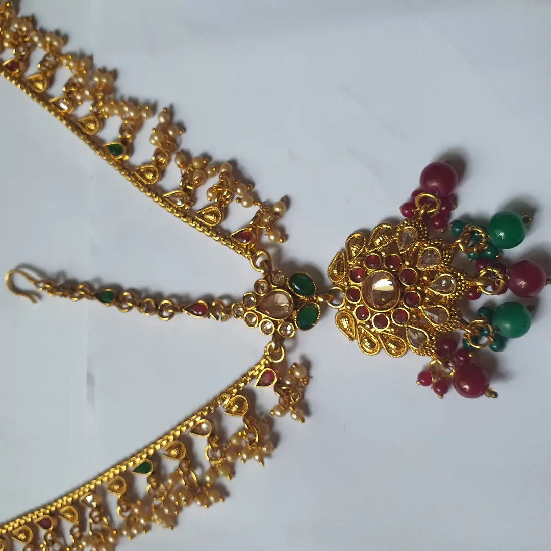 Noratan Design Gold Plated Kundan Matha Patti (Design 2) - view 2
