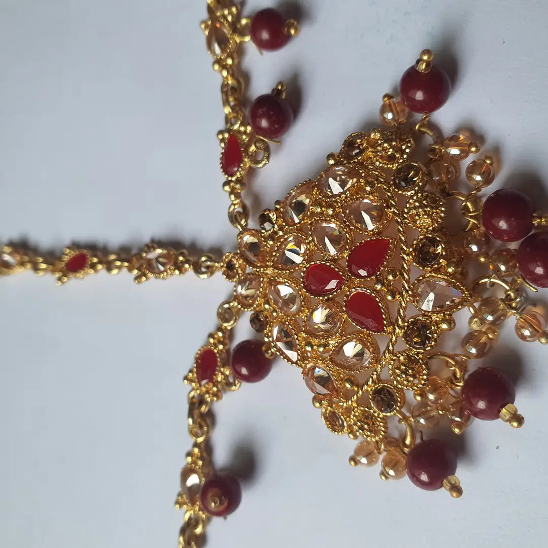 Rajasthani Design Gold Plated Kundan Matha Patti - view 2